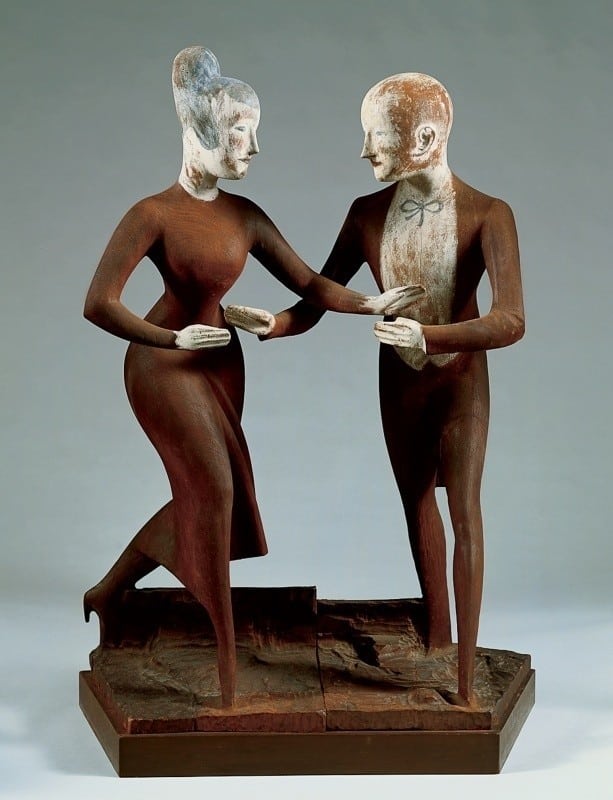 Elie Nadelman, Tango, 1920–24. Painted cherry wood and gesso, three units, 35 7/8 × 26 × 13 7/8 in. (91.1 × 66 × 35.2 cm) overall. Whitney Museum of American Art, New York; purchase with funds from the Mr. and Mrs. Arthur G. Altschul Purchase Fund, the Joan and Lester Avnet Purchase Fund, the Edgar William and Bernice Chrysler Garbisch Purchase Fund, the Mrs. Robert C. Graham Purchase Fund in honor of John I.H. Baur, the Mrs. Percy Uris Purchase Fund, and the Henry Schnakenberg Purchase Fund in honor of Juliana Force 88.1a-c