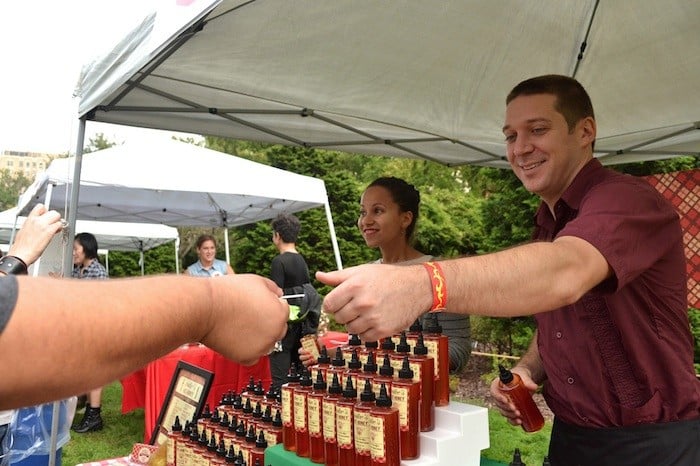 Spicy samples from Mike's Hot Honey. Photo by Blanca Begert.