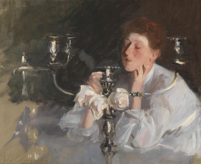 Adelson Galleries. John Singer Sargent, Candelabrum. Oil on canvas, 1885. Signed lower left by John S. Sargent.