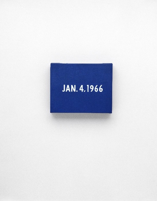 On Kawara JAN. 4, 1966 “New York’s traffic strike.” New York From Today, 1966–2013 Acrylic on canvas, 8 x 10 inches (20.3 x 25.4 cm) Private collection Photo: Courtesy David Zwirner, New York/London