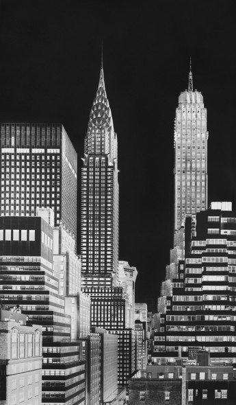 VERA LUTTER Chrysler Building, V: July 12, 2014, 2014 Unique gelatin silver print 95 1/4 x 56 inches, (241.9 x 142.2 cm)