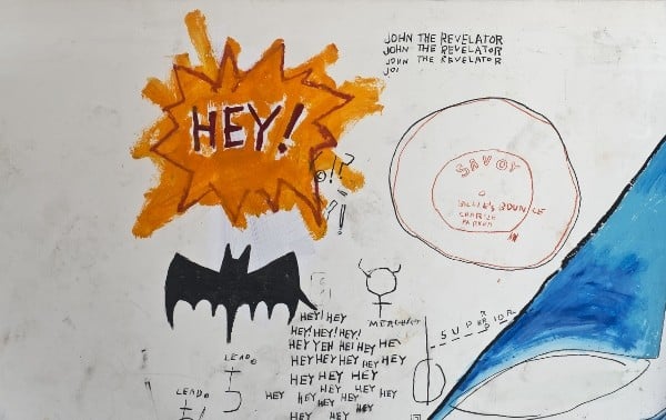 Jean-Michel Basquiat (American, 1960–1988). Untitled (detail), 1986. Acrylic, collage, and oilstick on paper on canvas, overall 94 1/10 x 136 2/5 in. (239 x 346.5 cm). Collection of Larry Warsh. Copyright © Estate of Jean-Michel Basquiat, all rights reserved. Licensed by Artestar, New York. Photo: Gavin Ashworth, Brooklyn Museum